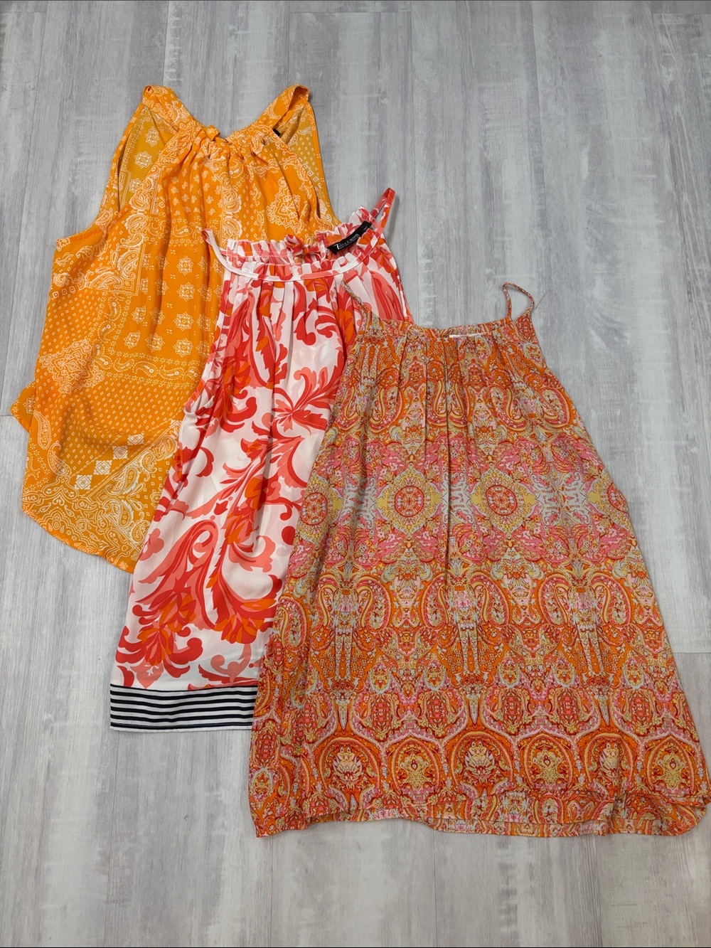 New York & Company & Violet+Claire Orange and Pink Printed Tank Tops - Trio